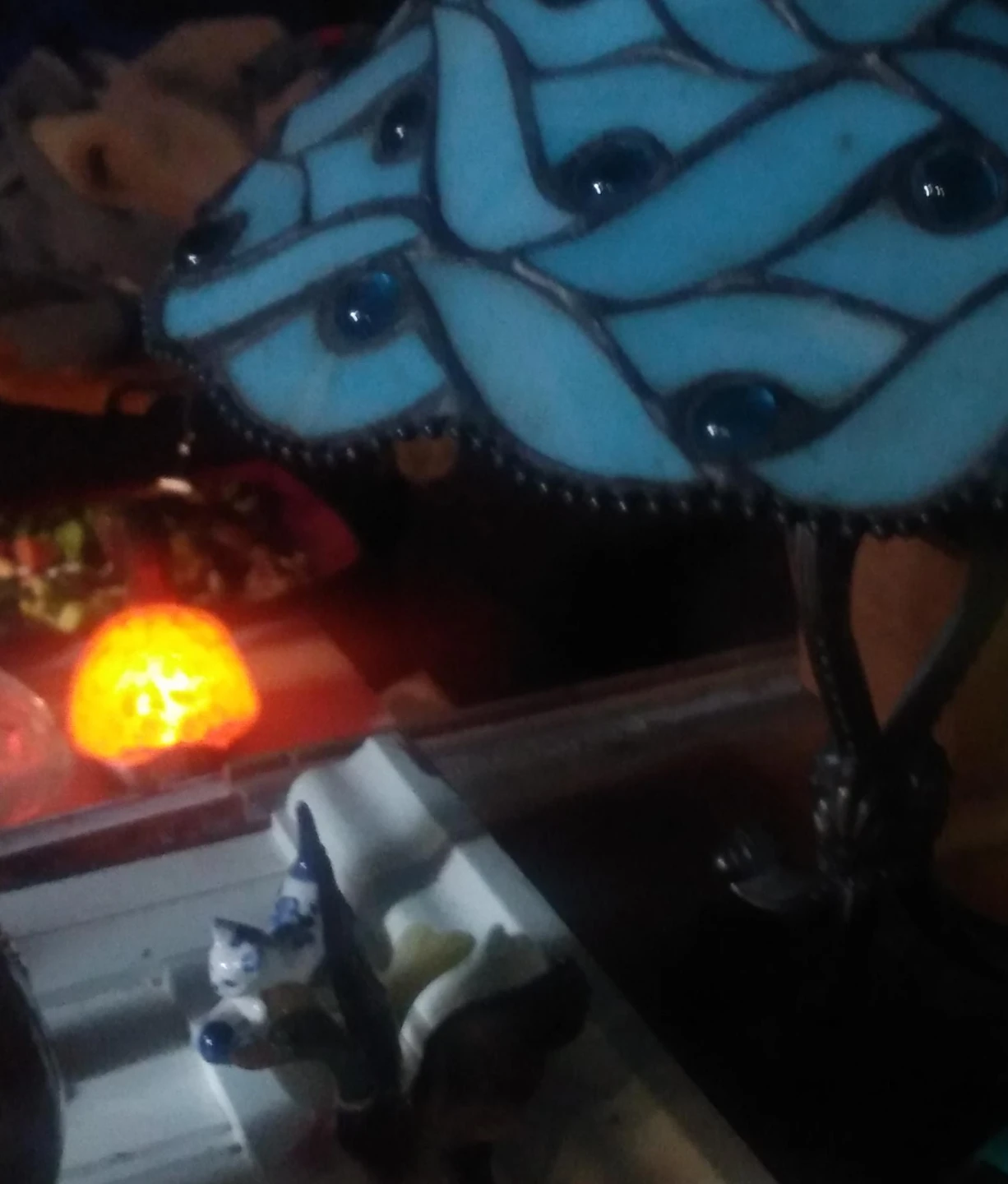 Blue Stained Glass Accent Lamp