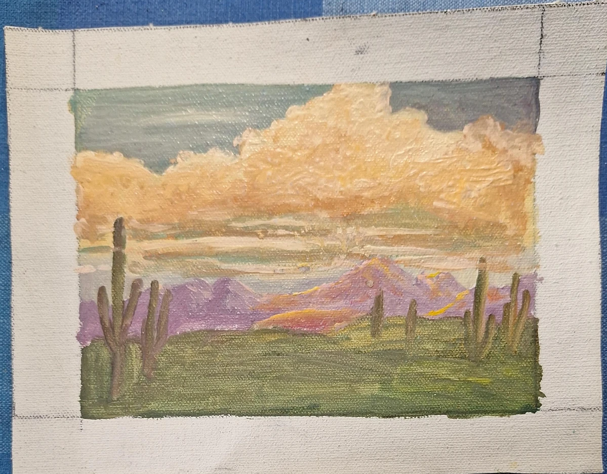 Desert Sunset Oil Painting