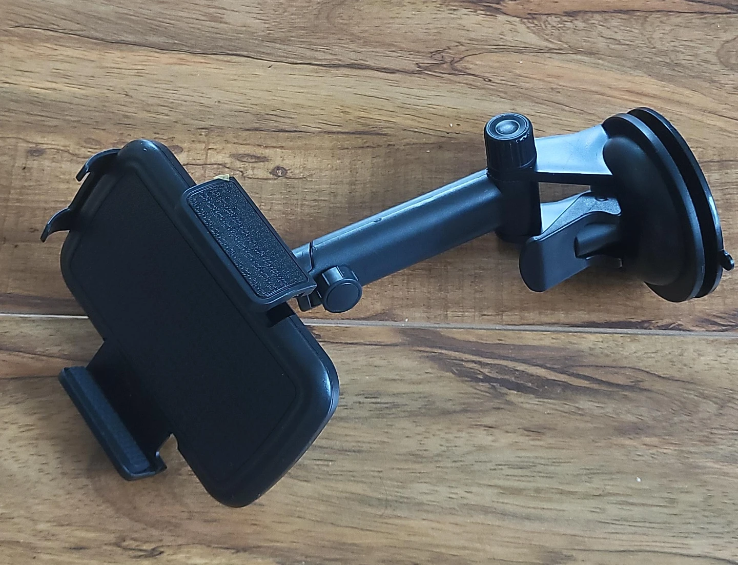 Black adjustable car phone mount with suction cup