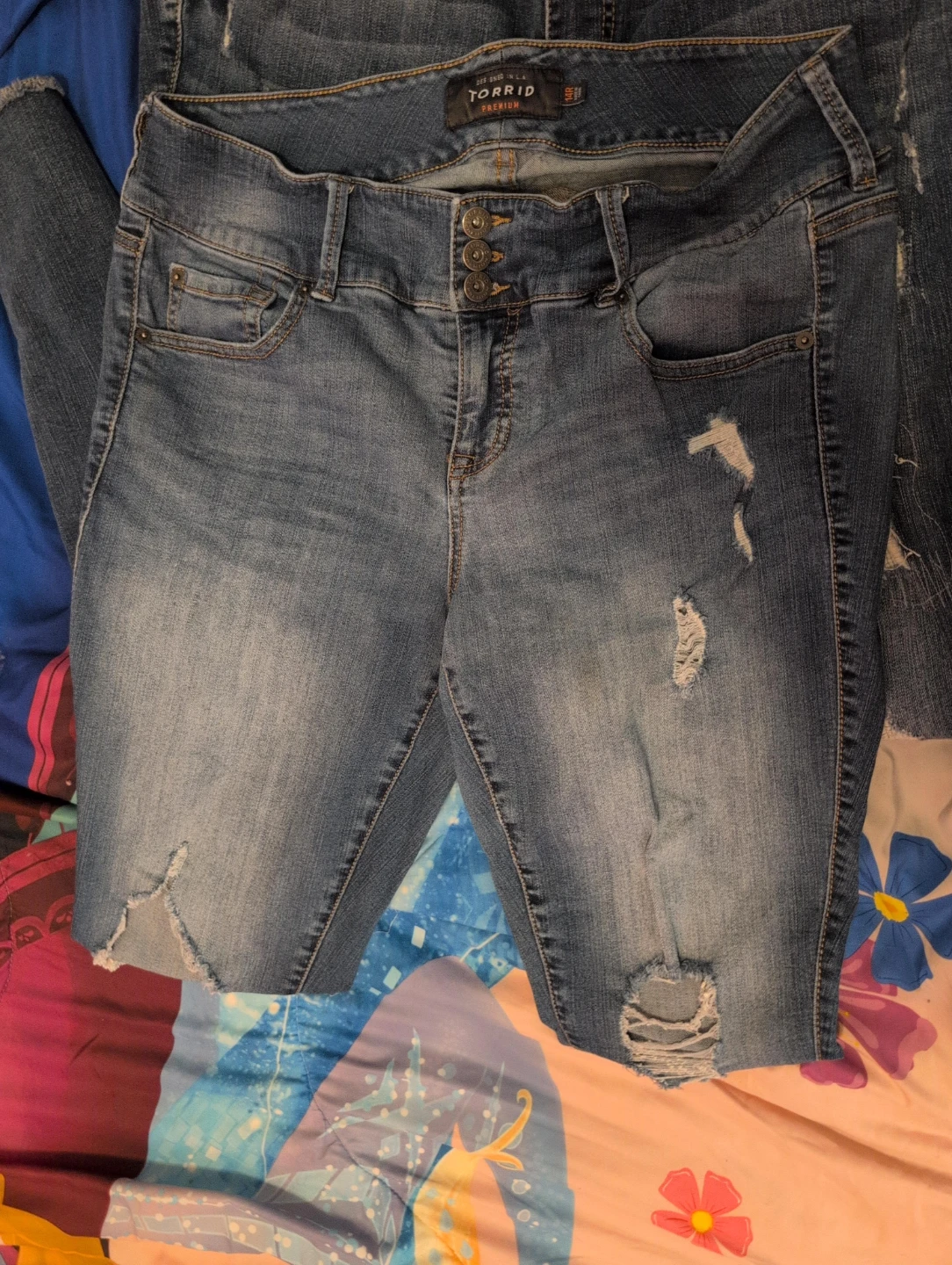 Torrid Premium Blue Distressed Denim Jeans