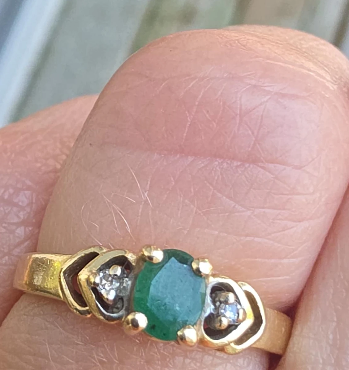 14k gold Emerald and Diamond Ring