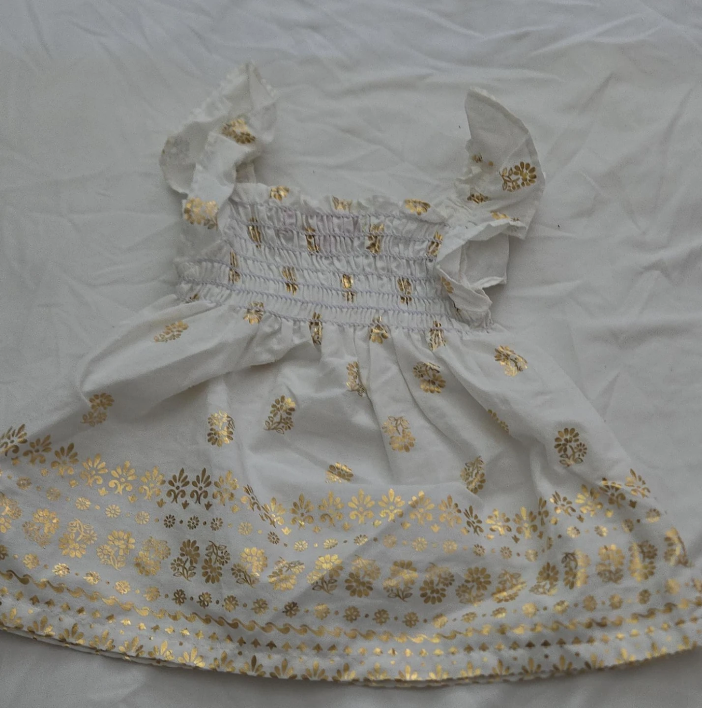 White and gold baby dress