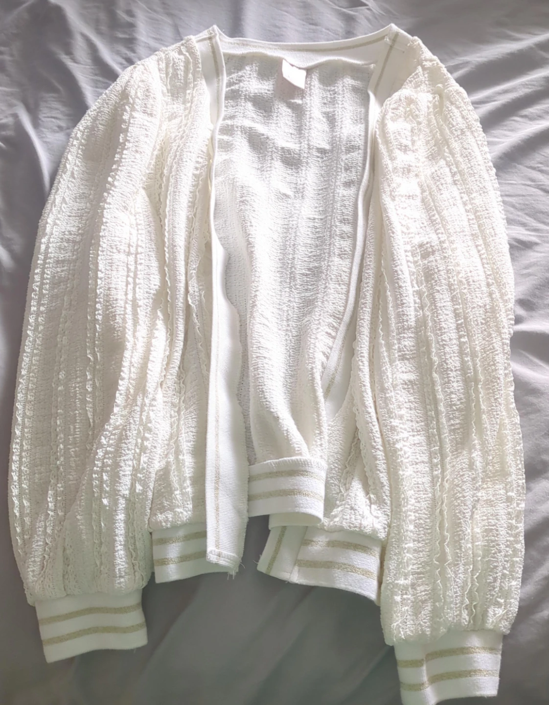 White Textured Cardigan