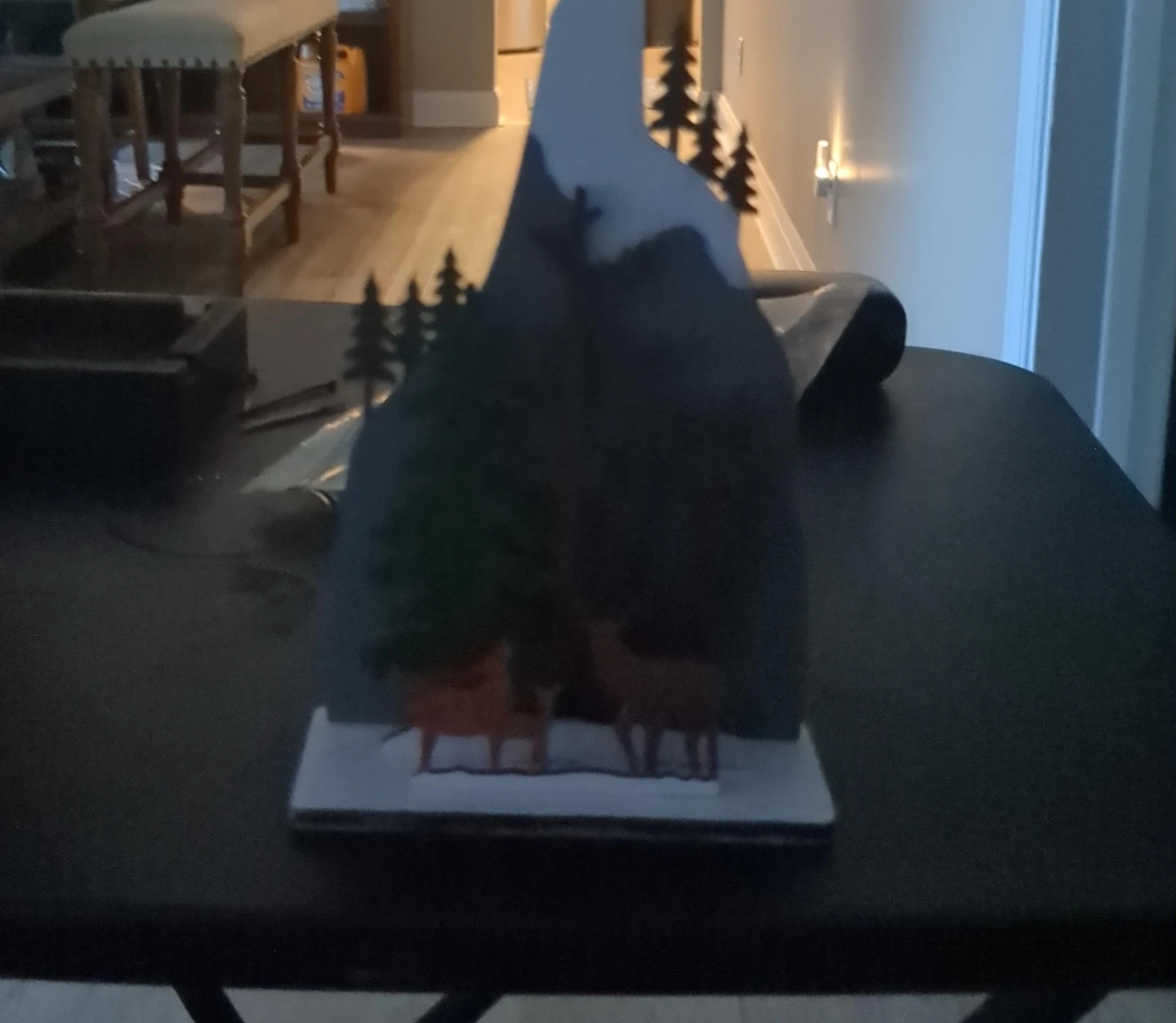Winter Scene Diorama with Deer and Trees