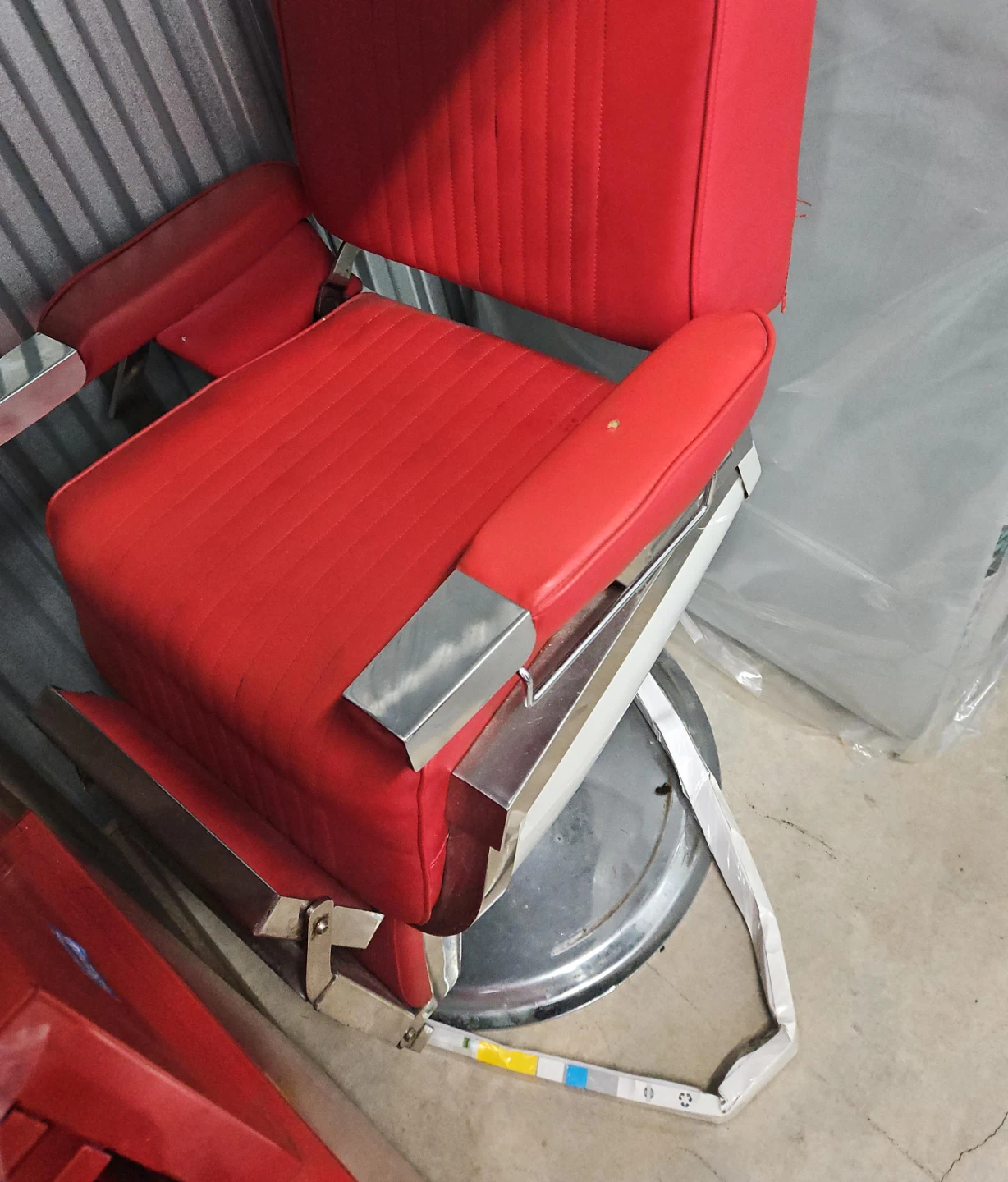 Red Barber Chair with Footrest