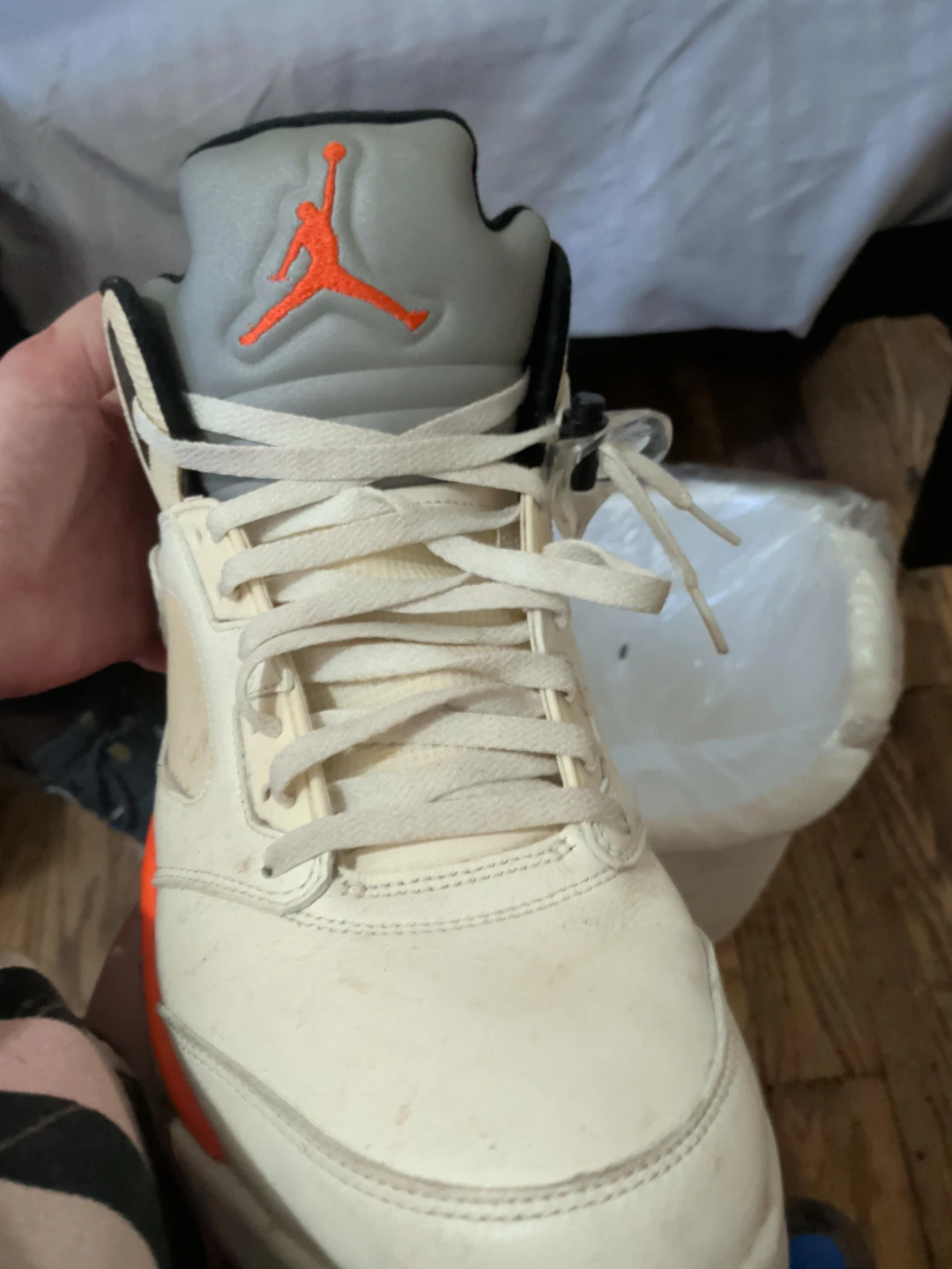 Air Jordan 5 Retro SE white orange and grey