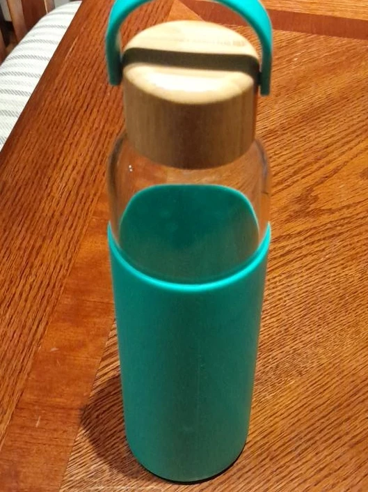 Glass Water Bottle with Bamboo Lid