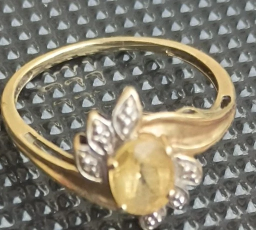 Gold and Diamond Ring with Yellow Stone