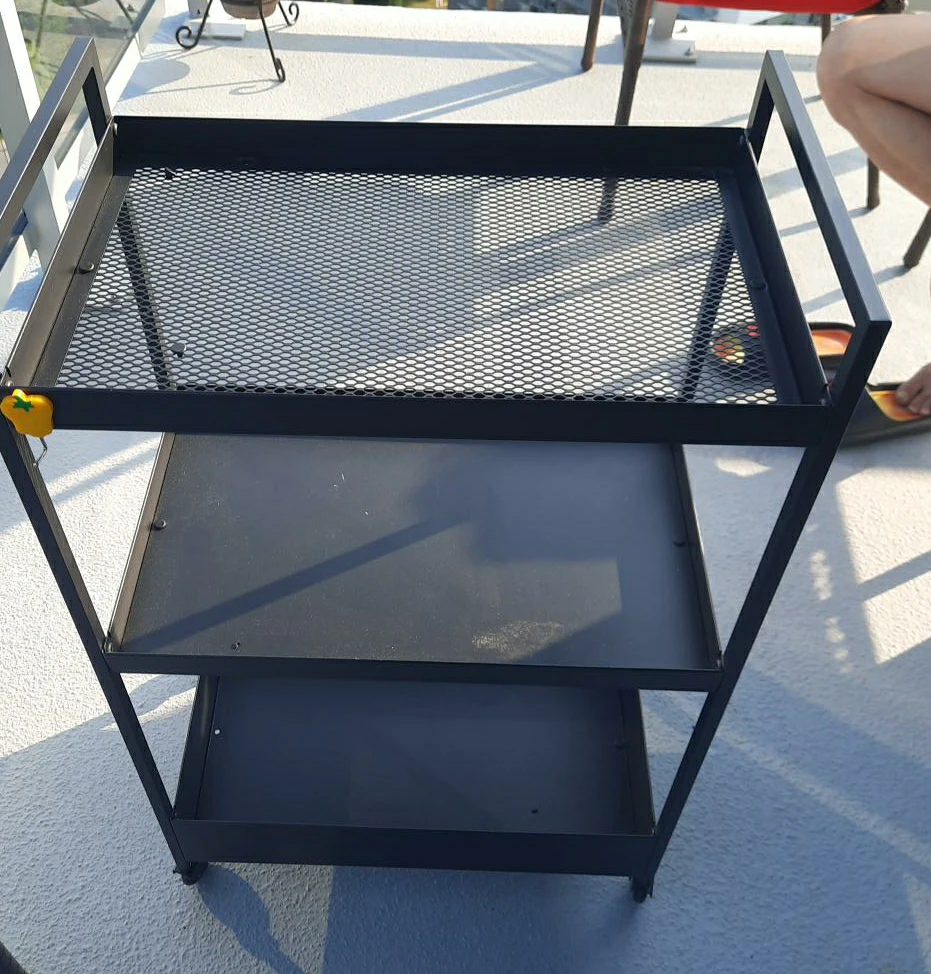 Black 3-Tier Metal Storage Cart