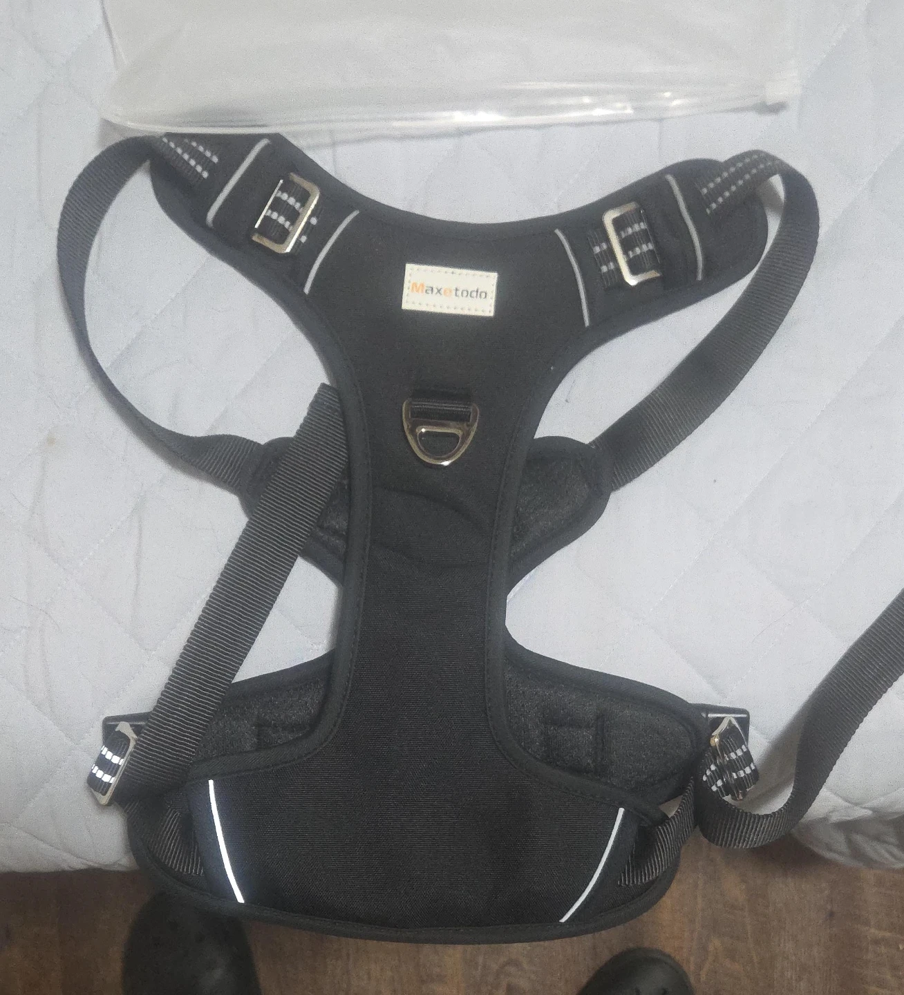 Maxxtodo Black Dog Harness with Reflective Strips