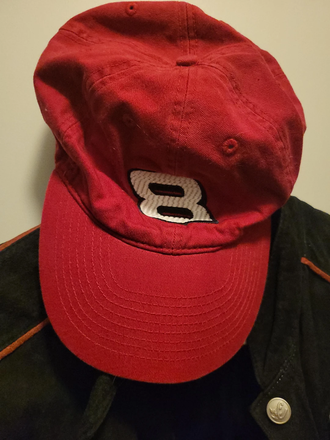 Red Baseball Cap with '8' Logo