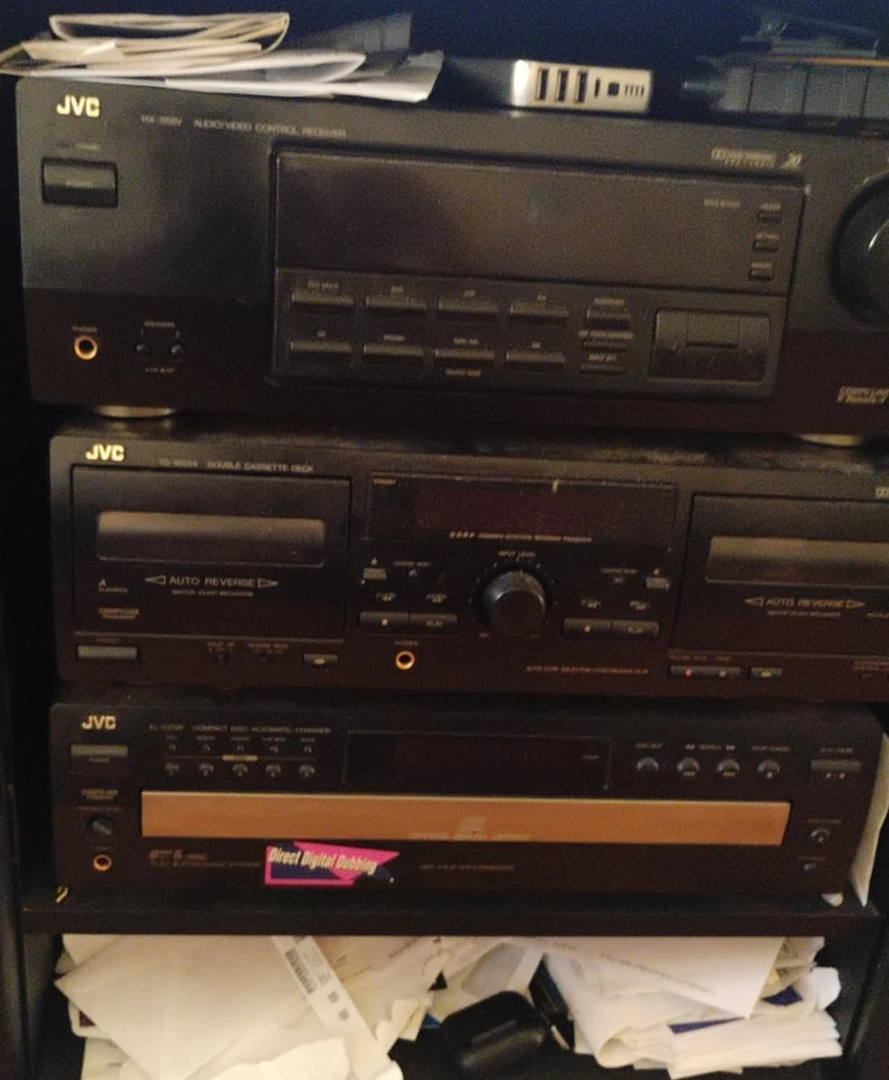 JVC Audio/Video Receiver, Cassette Deck, and CD Player