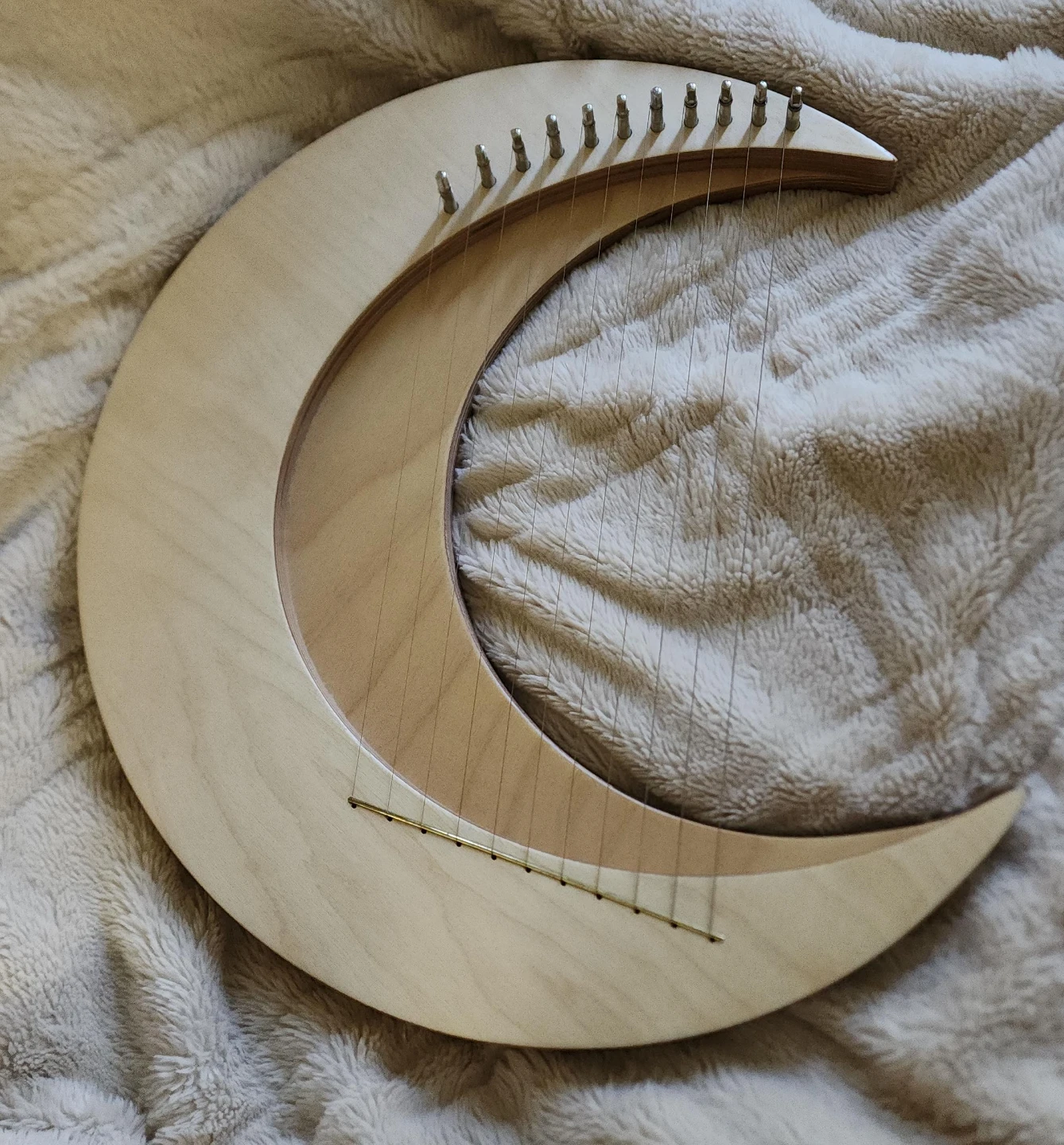 Wooden Crescent Moon Lyre Harp