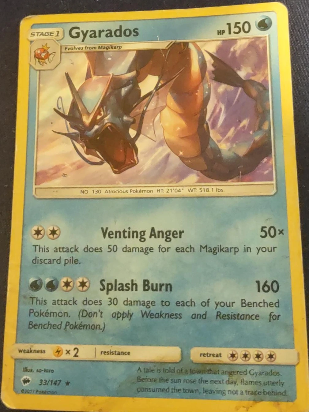 Pokémon Gyarados Stage 1 Trading Card