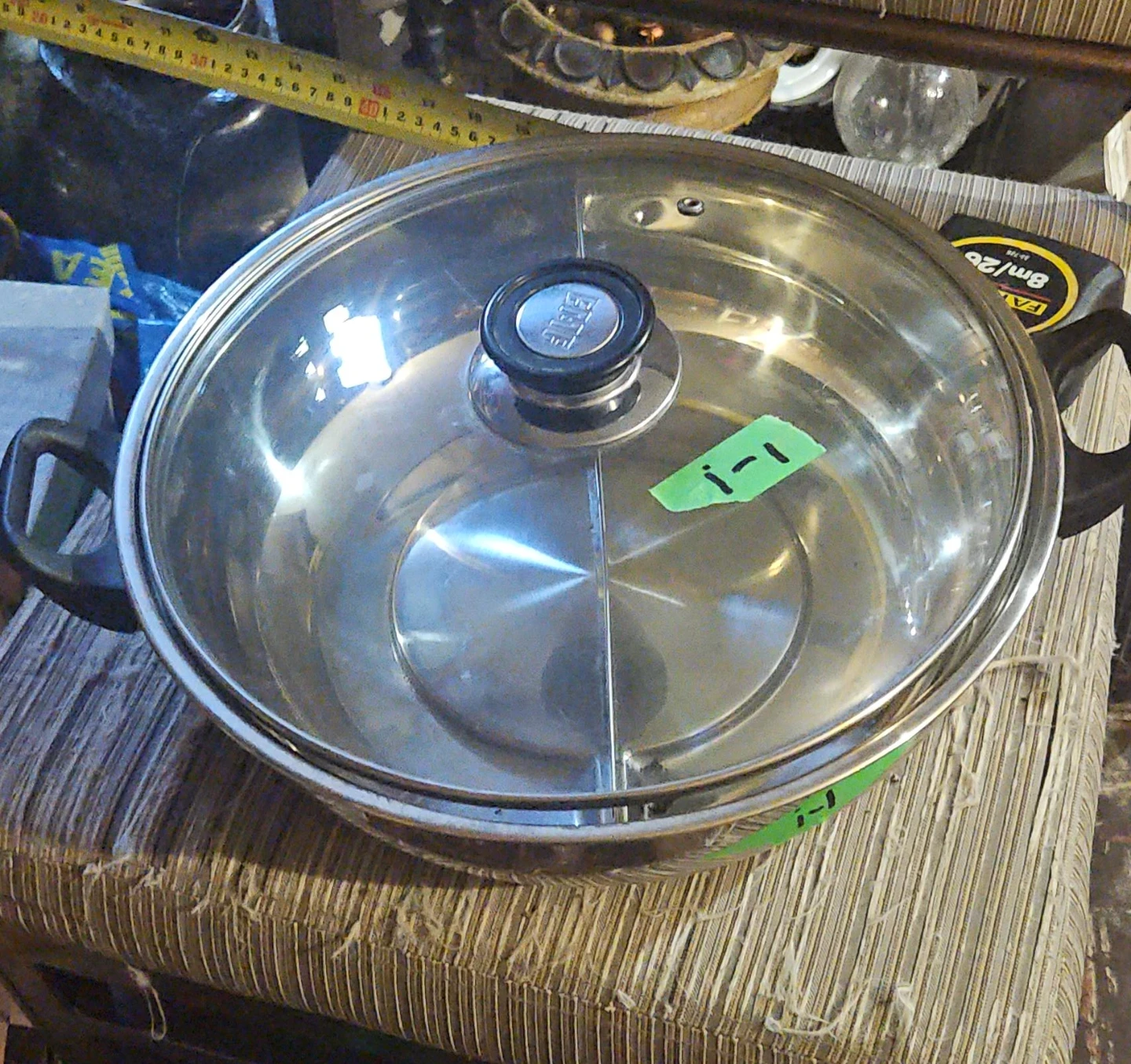 Stainless Steel Divided Pot with Glass Lid