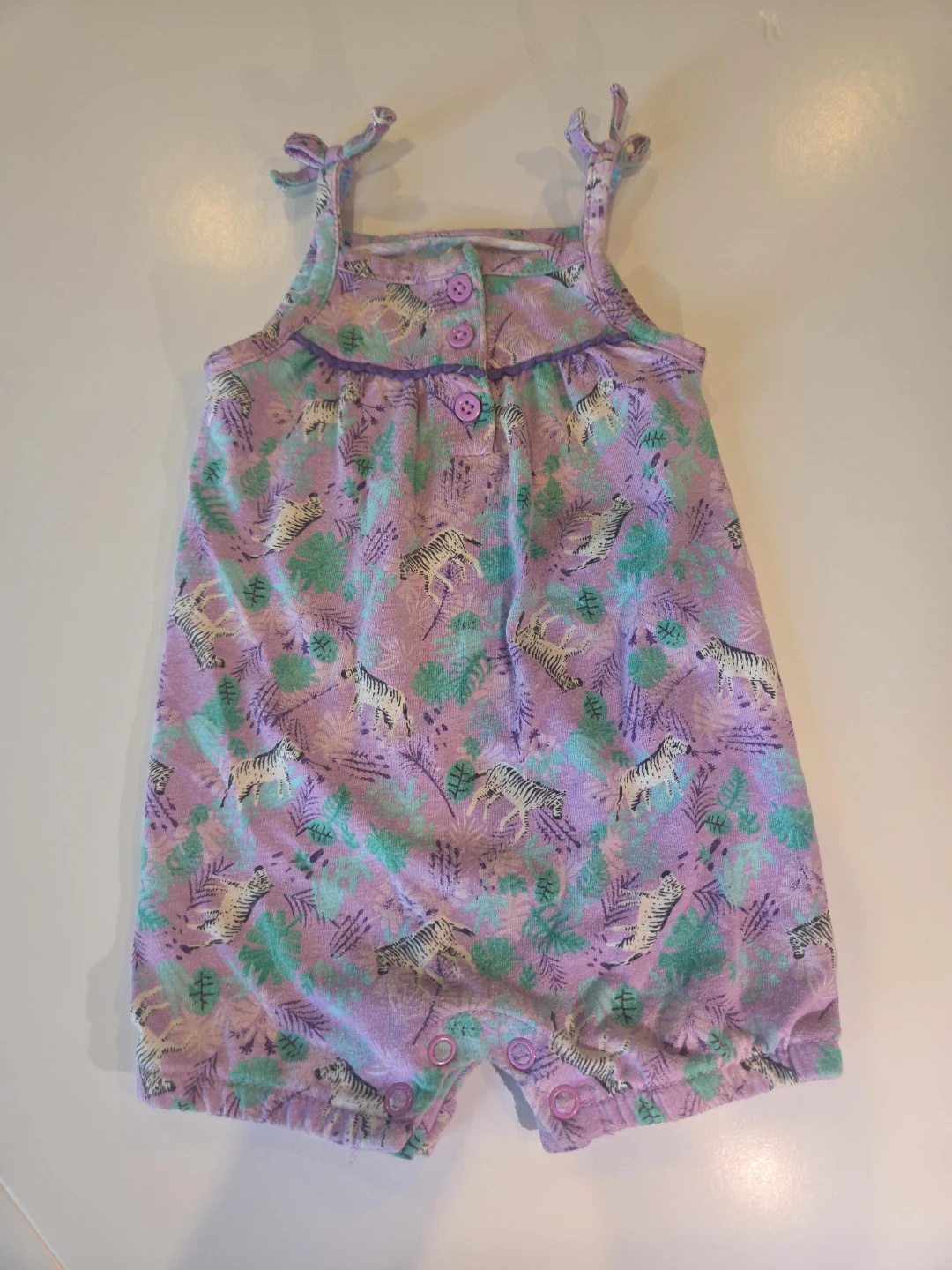 Purple Zebra Print Baby Romper