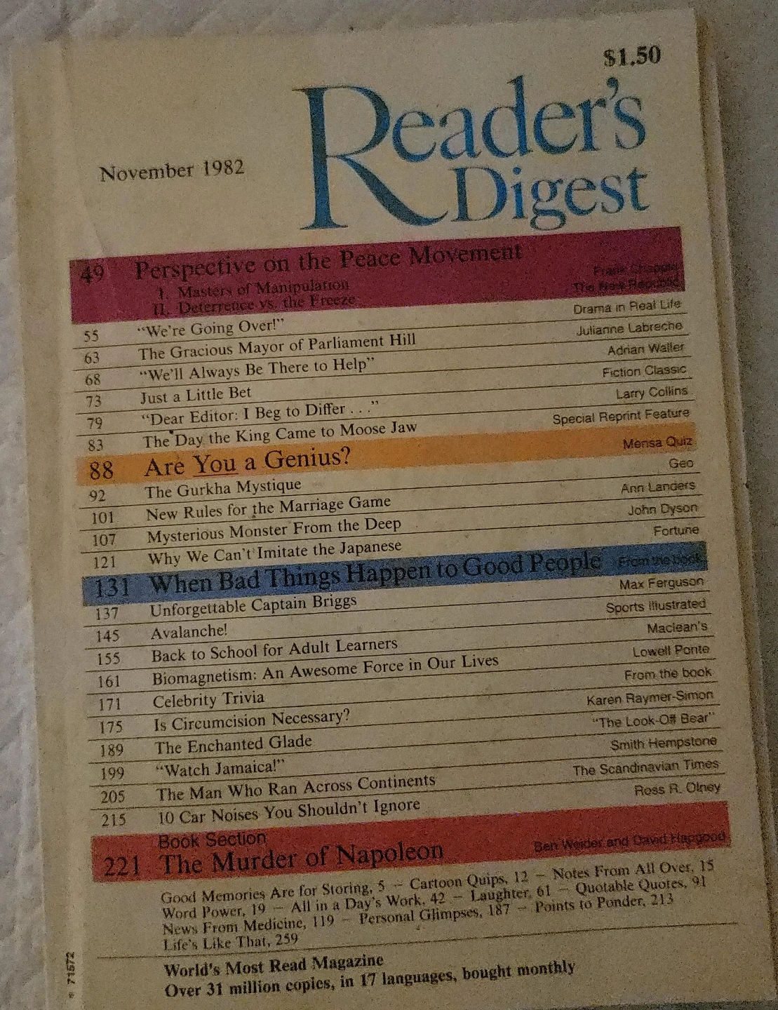 Reader's Digest Magazine - November 1982