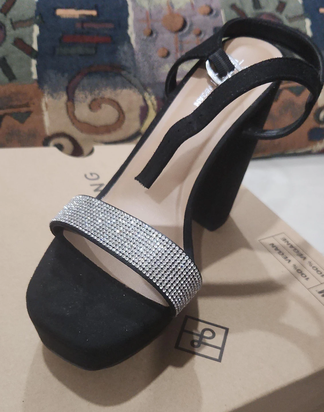 Call It Spring Black Glitter Platform Heels