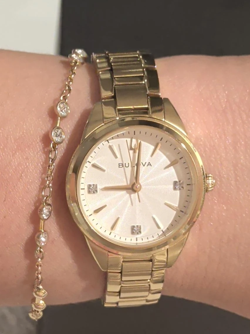 Bulova Gold-Tone Watch with Diamond Accents