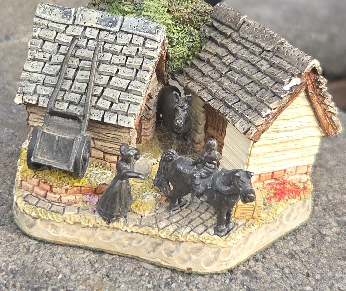 Farmhouse Diorama with Figures and Animals