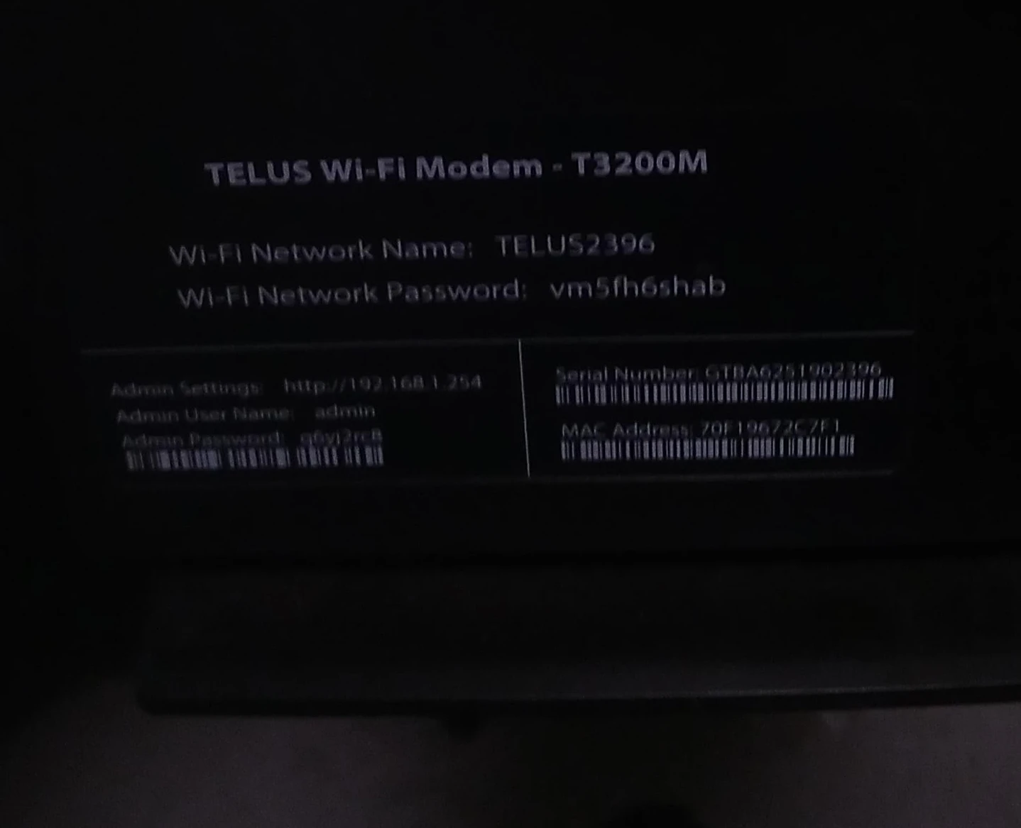 TELUS Wi-Fi Modem - T3200M