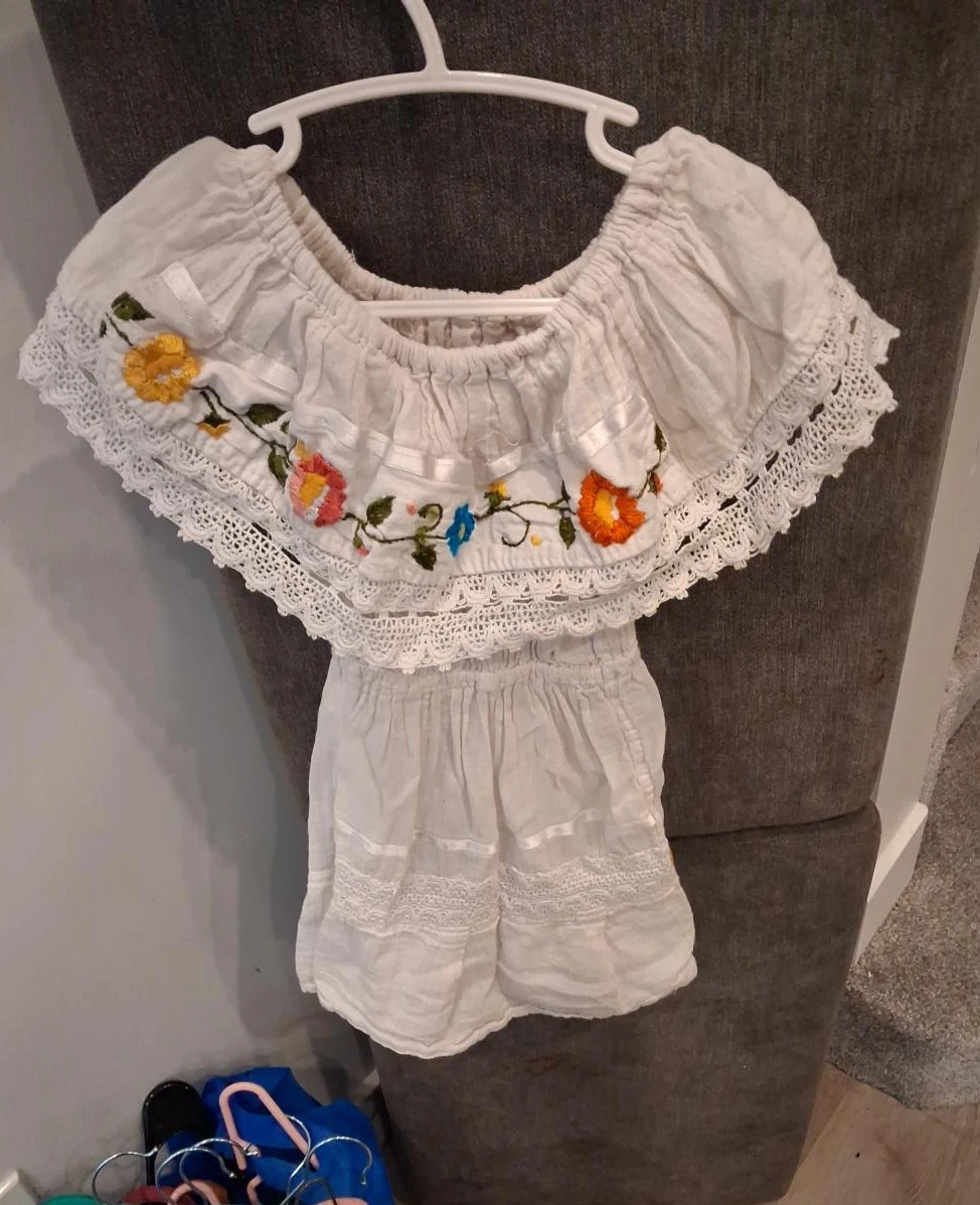 White Embroidered Off-the-Shoulder Top