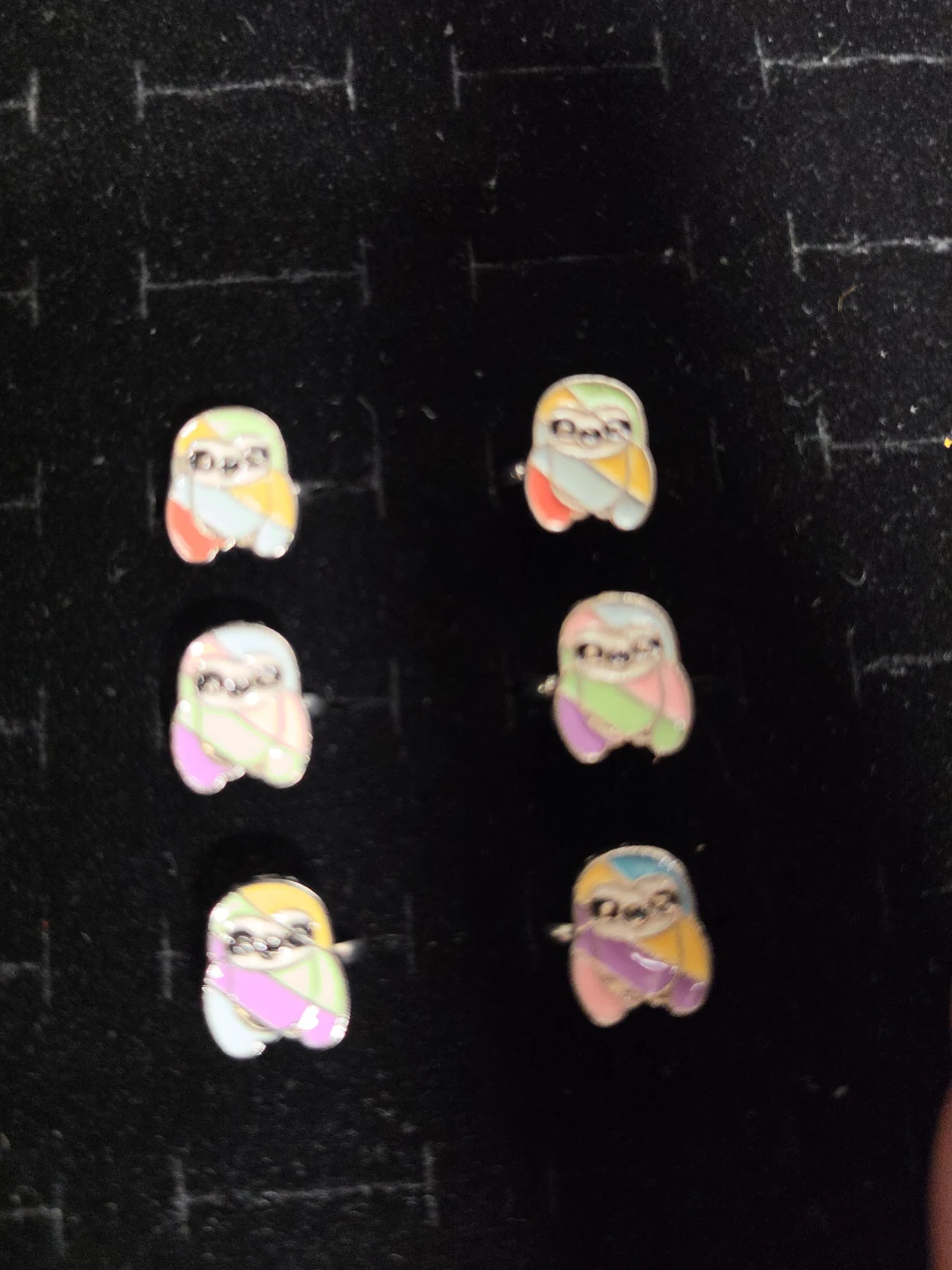 Enamel Sloth Charms rings for kids (437)