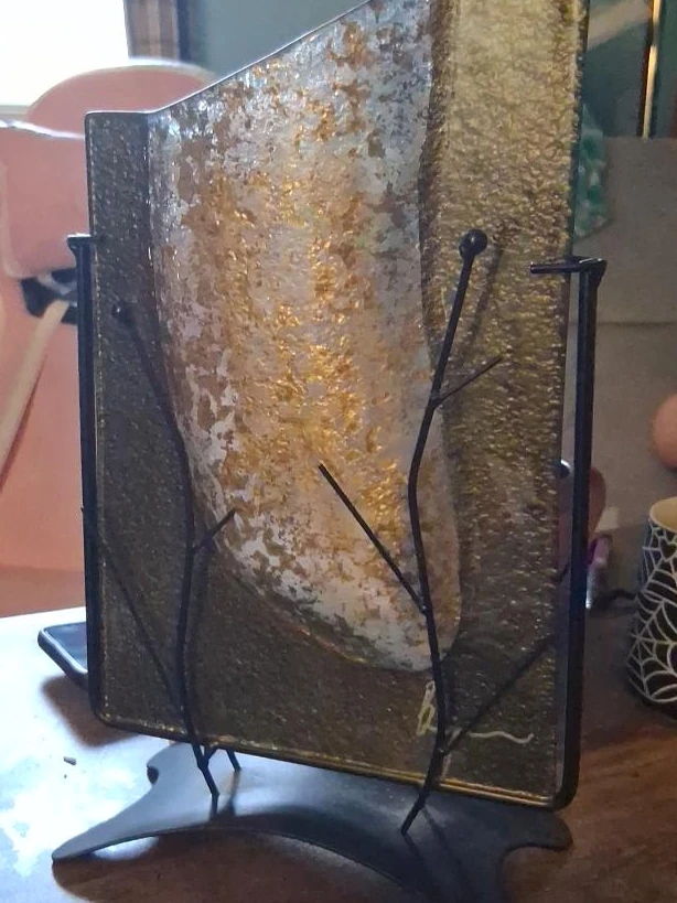 Decorative Glass Panel with Metal Stand