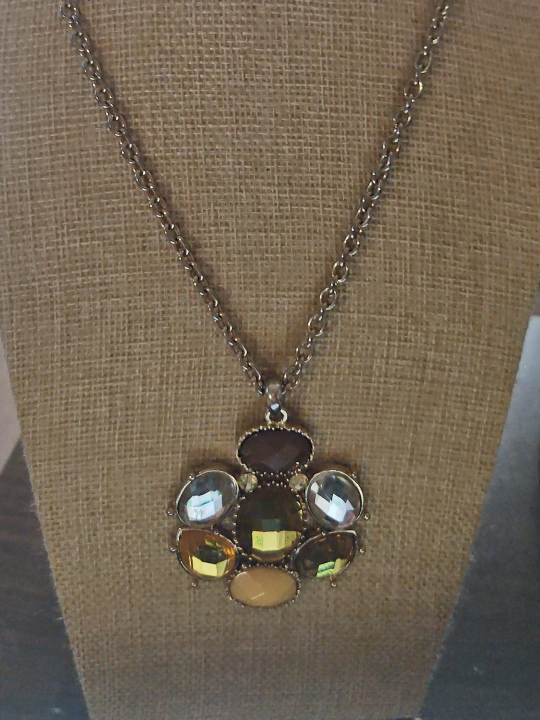 Statement Necklace with Multi-Colored Stones
