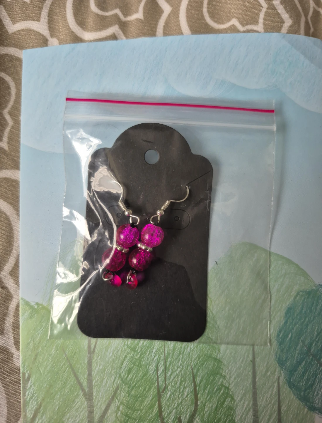 Pink Beaded Earrings