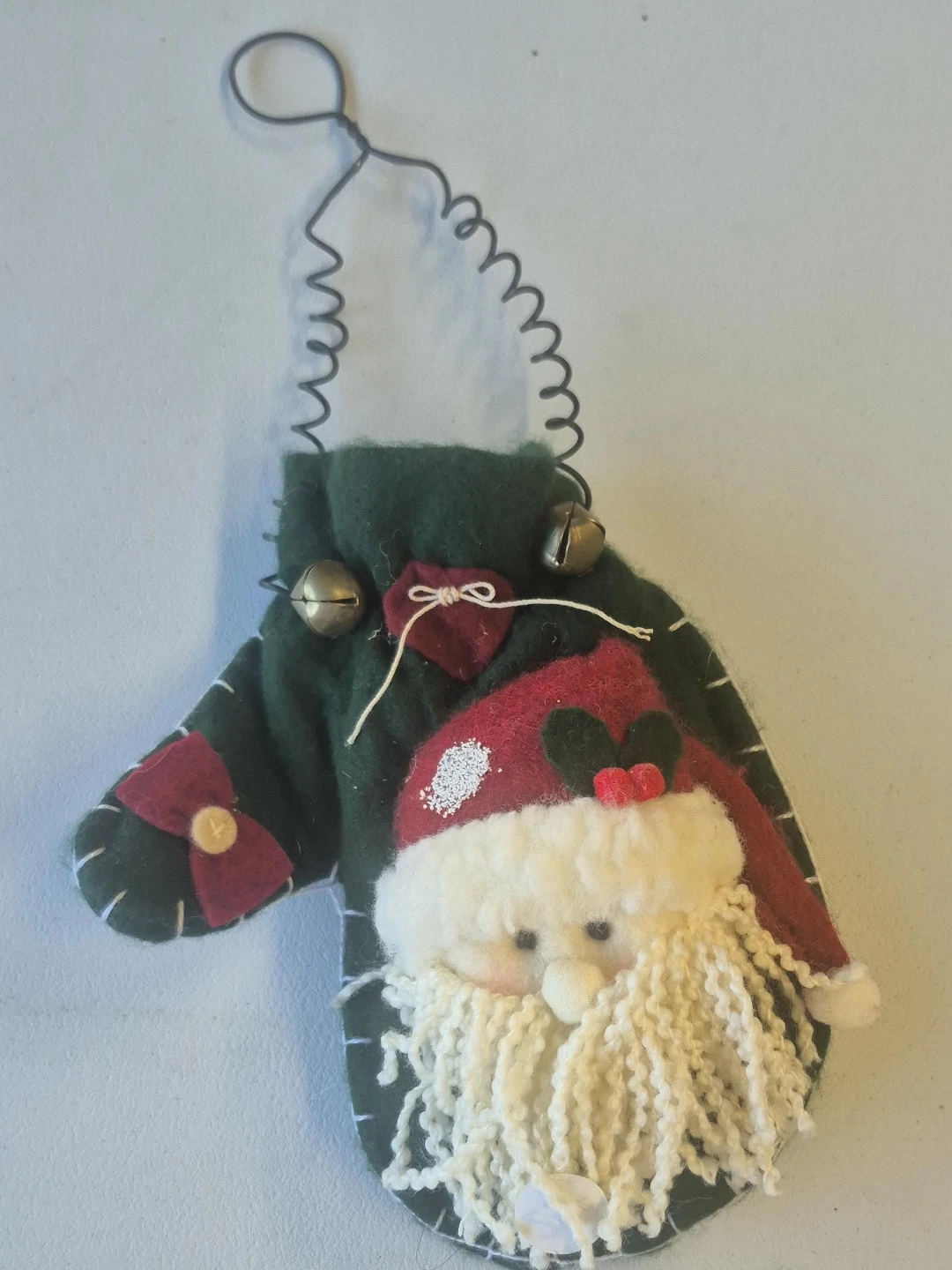 Christmas Mitten Ornament with Santa