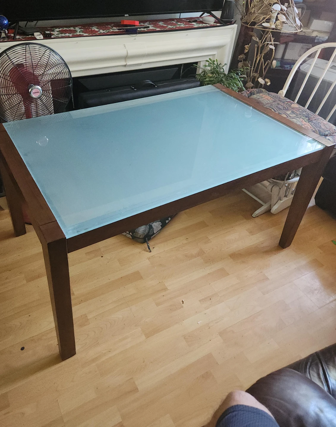 Dining Table with Frosted Glass Top