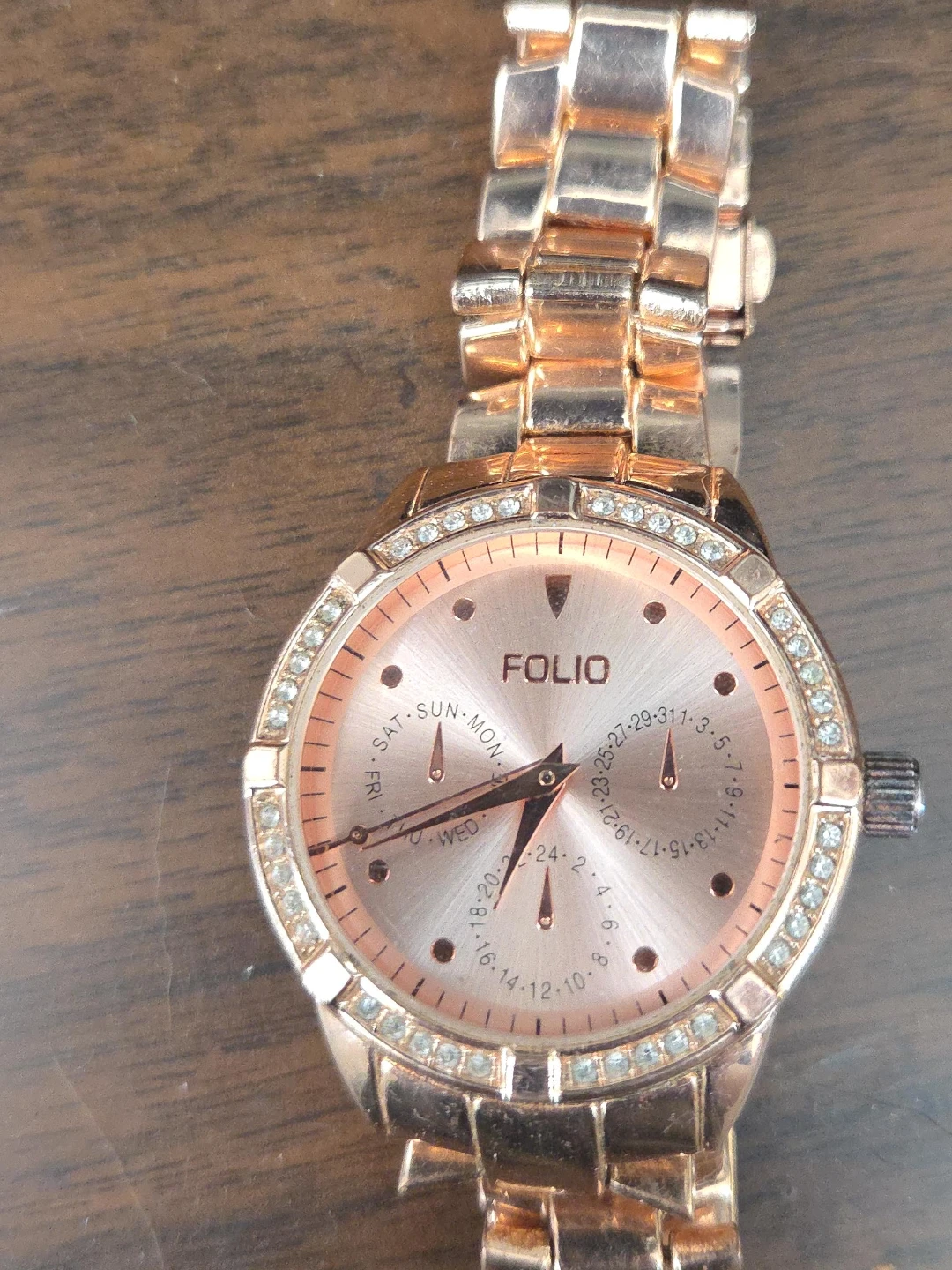 Folio Rose Gold Crystal Bezel Watch