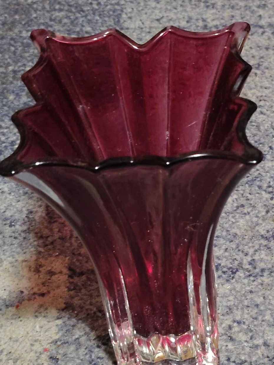 Purple Glass Fan Vase