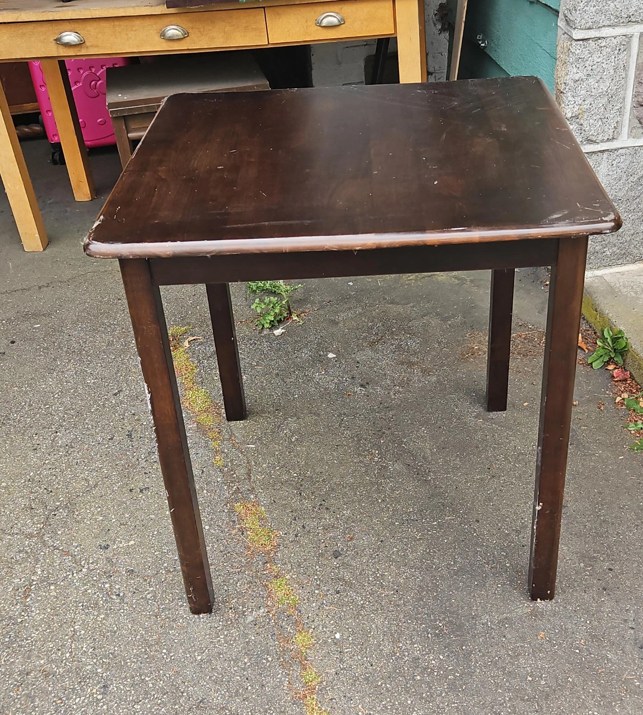 Dark Wood Square Side Table