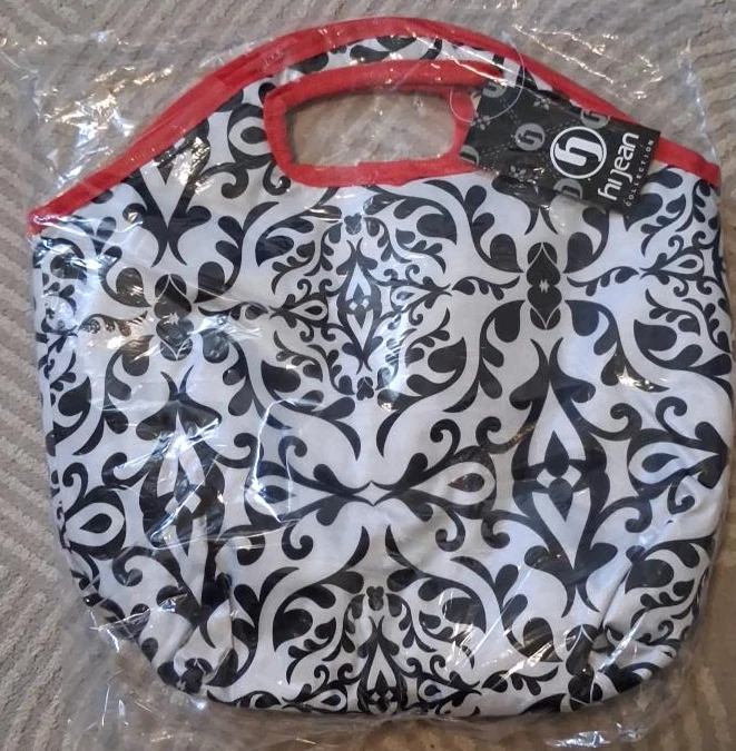 Hi Jean Collection Tote Bag - Black & White Damask