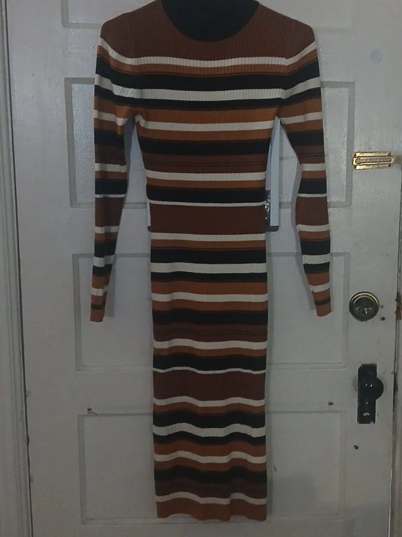 Striped Ribbed Knit Dress