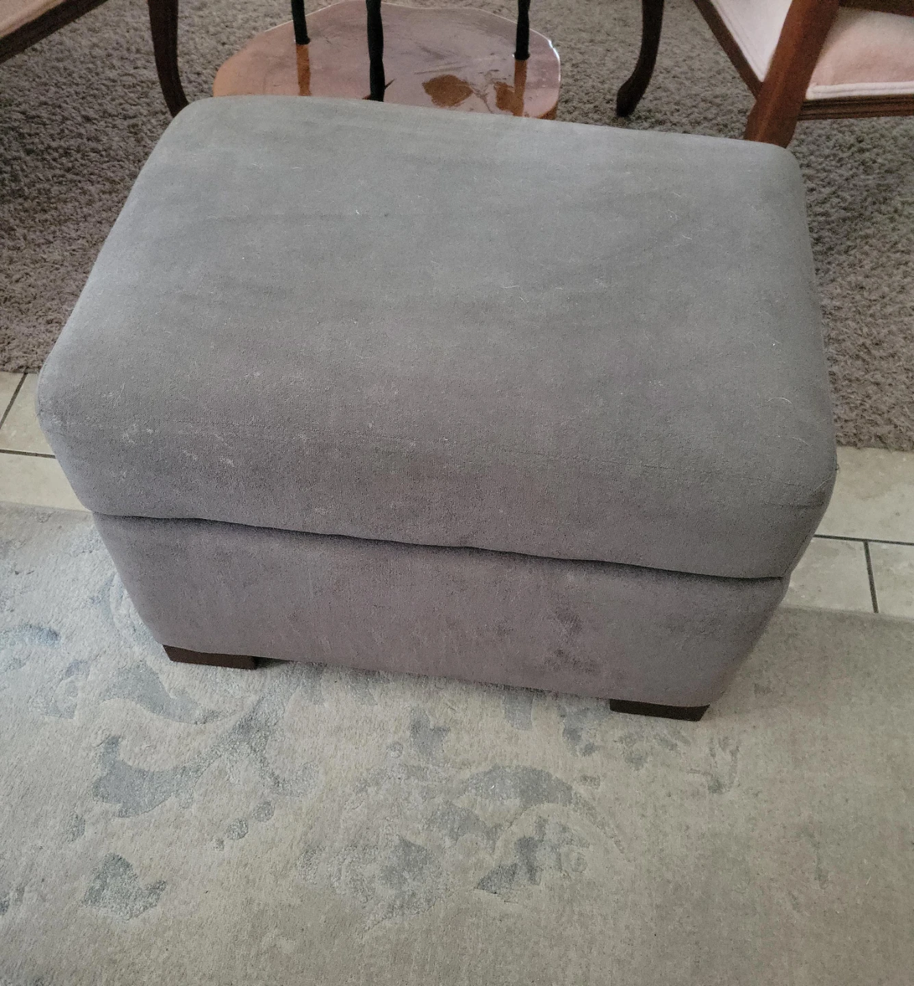 Grey Storage Ottoman Footrest