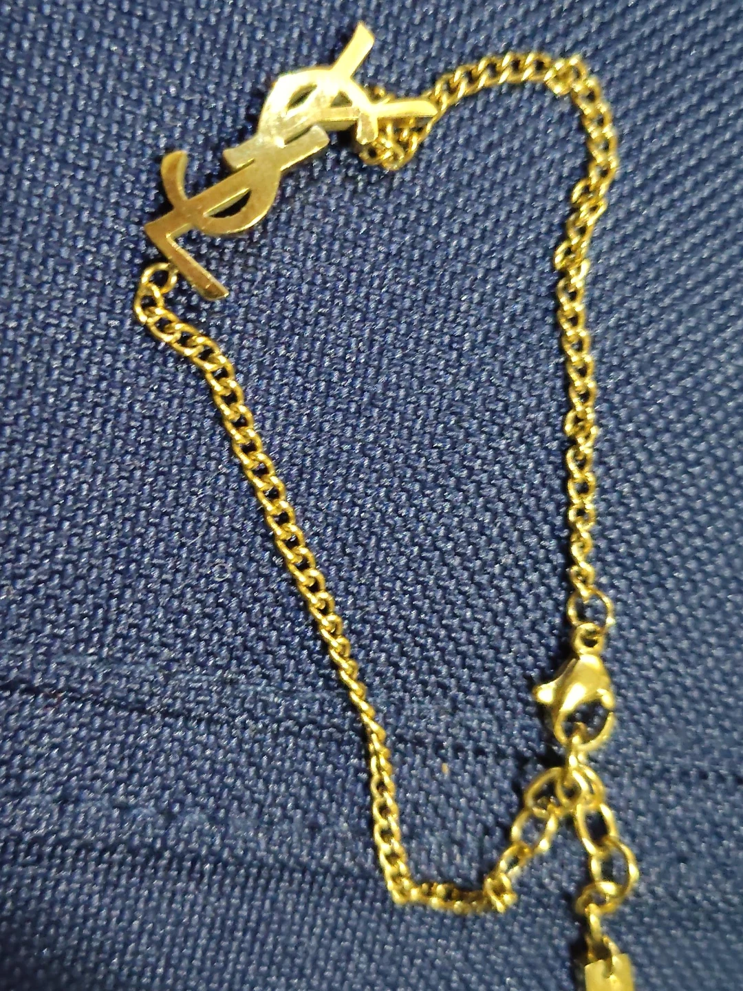 Yves Saint Laurent YSL Logo Gold Tone Chain Bracelet