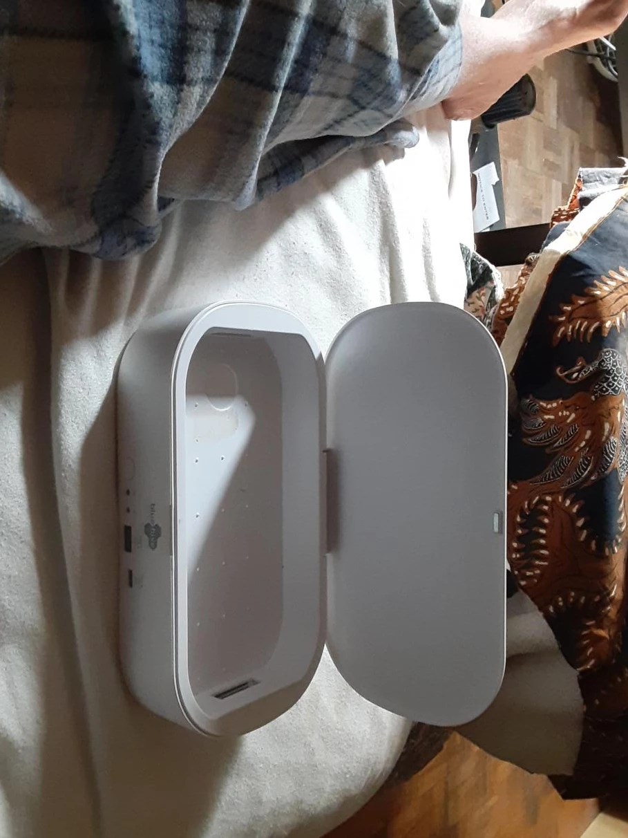 Blue hive White Portable UV Sanitizer Box and bluetooth ear buds