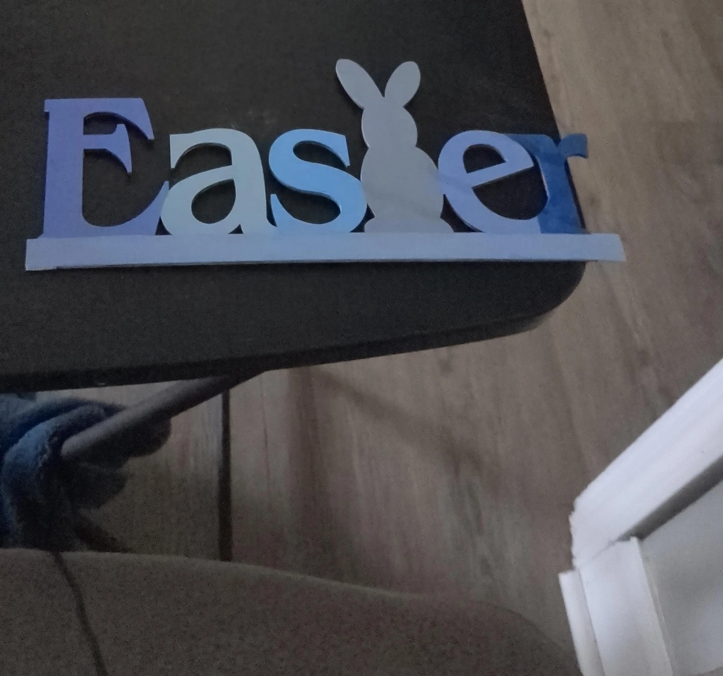 Wooden Easter Bunny and "Easter" Sign