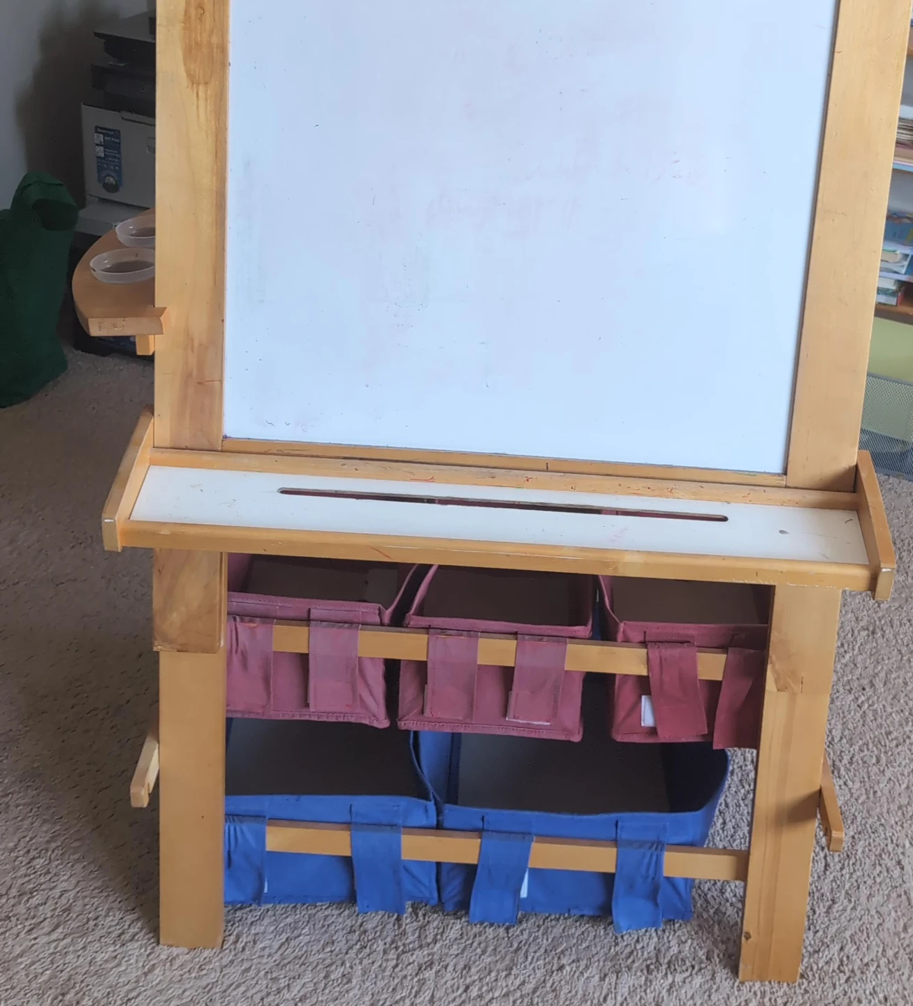 Wooden Easel with Storage Bins