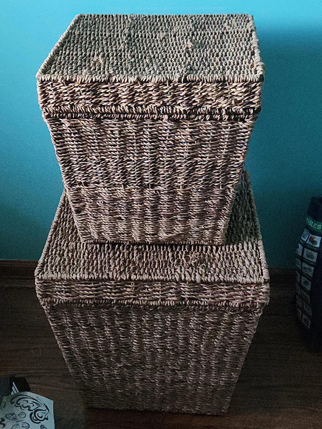 Woven Storage Baskets with Lids - Set of 2