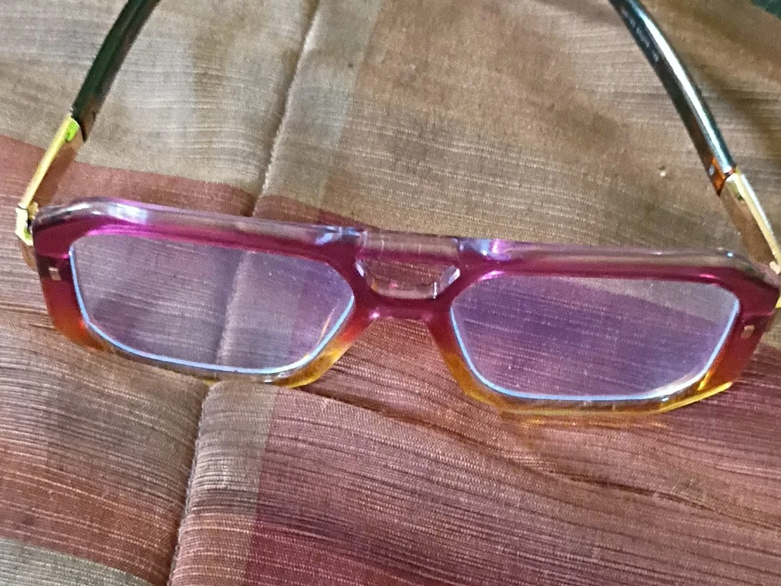Translucent Pink and Yellow Eyeglasses Frame
