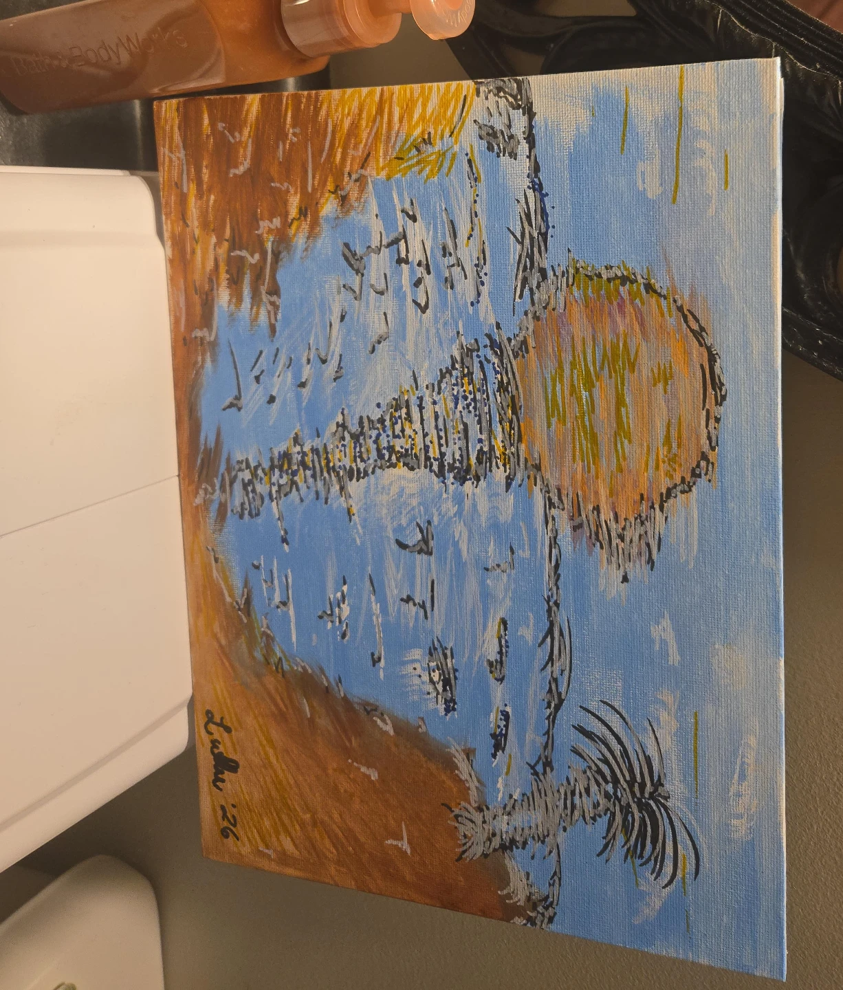 Original Acrylic Painting - Reflection Landscape