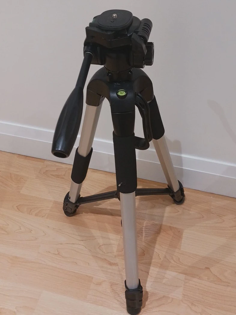 Camera Tripod with Bubble Level & Adjustable Height