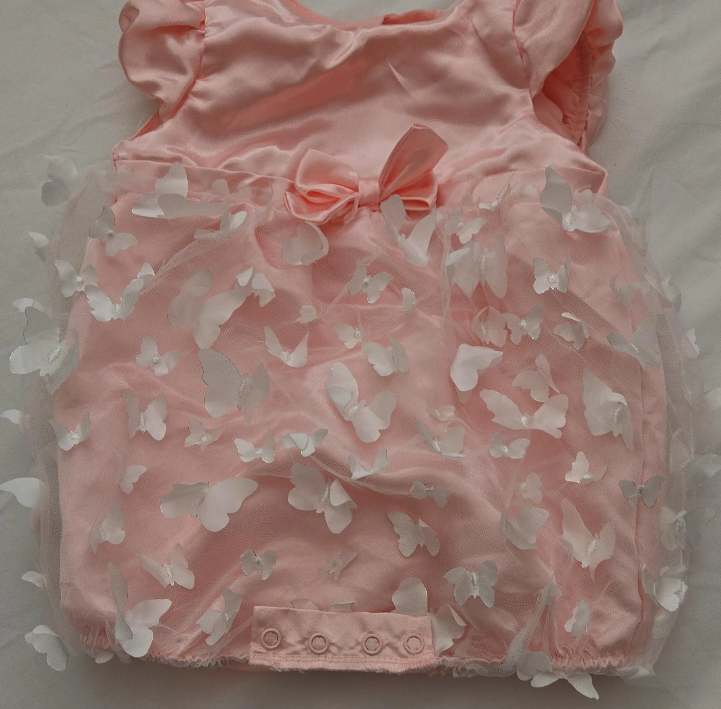Pink Baby Dress with Butterfly Appliqués