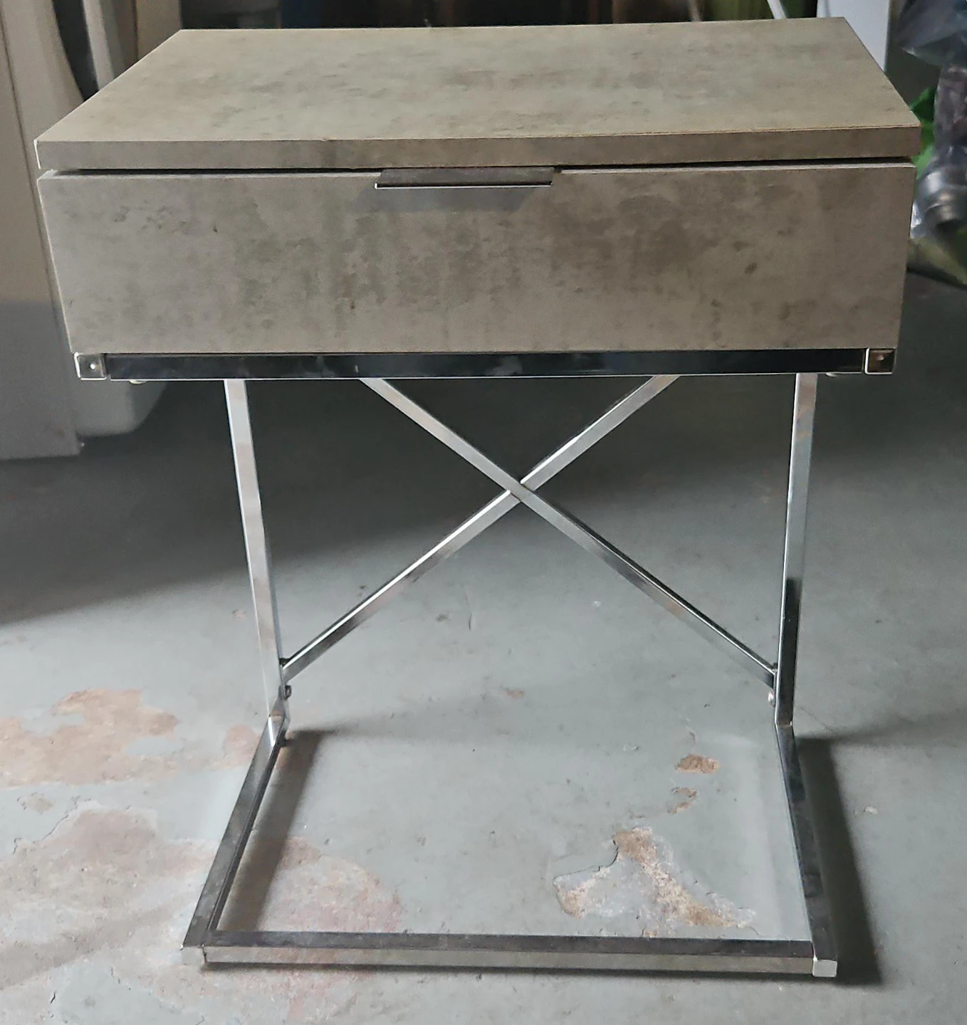 Modern Grey & Chrome Side Table