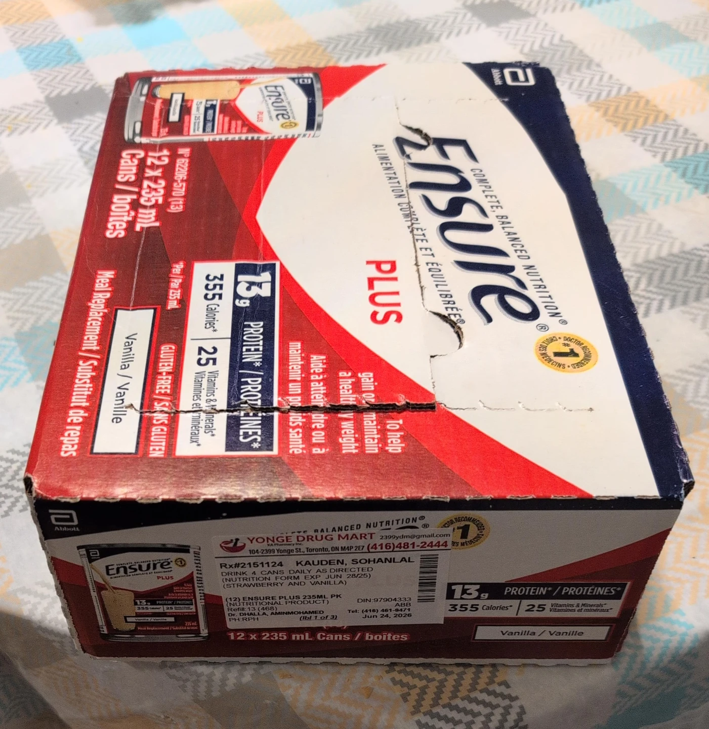 Ensure Plus Vanilla Meal Replacement 12 x 235 mL Cans