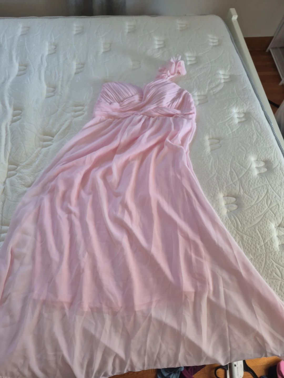 Pink Chiffon One-Shoulder  Dress